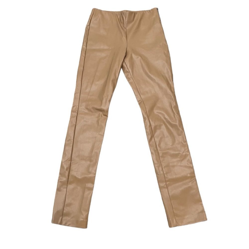 Zara High Waisted Tan Faux Leather Leggings Size L